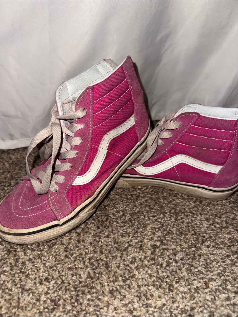 Vans Kids High-Top Sneakers in Pink and White